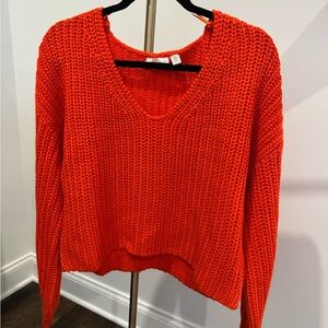 RD Style Red Orange V-Neck Sweater